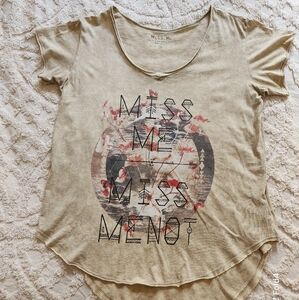 Miss Me Beige Graphic Short Sleeve Tee